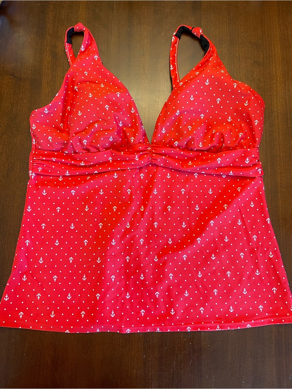 NWOT Liz Claiborne Red Anchor Print Tankini Top